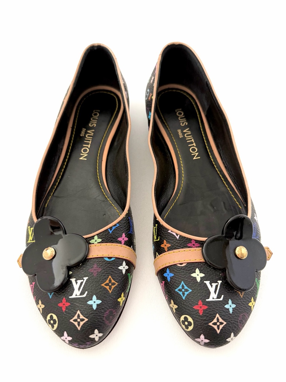 LOUIS VUITTON | Takashi Murakami Multicolor Ballet Flats Black Monogram EU 38.5 - Picture 4 of 14